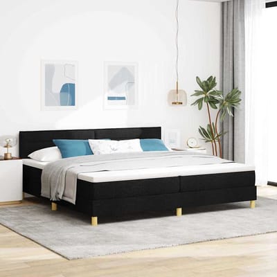 vidaXL - LED - Box - Spring - Bed - met - hoofdeinde - Zwart - 200 - x - 200 - cm - Stof