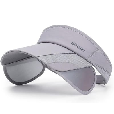 Chapeaux pour femmes avec un bord rétractable, Visière solaire d'été, Un bord rétractable pour la protection du visage, Un grand bord style coréen pour le cyclisme 54-60CM gray