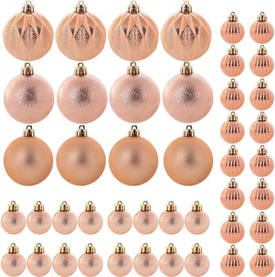 KADAX Kerstballen van kunststof, set van 44 ballen, kerstballen, kerstboomballen, kerstboomversiering, kerstdecoratie (koper)