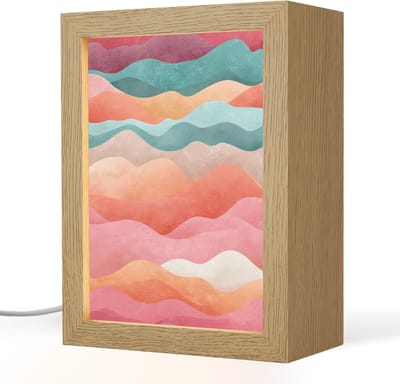 Nachtlampje 15x20 cm - Kinder lampje - Golven - Kleurrijk - Abstract - Tafellamp kinderkamer - Slaapkamer lamp - Bedlamp kinderen - Kinderlampje stopcontact - Wandlamp babykamer - Nachtlampjes