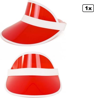 Zonneklep transparant rood - Sport en spel carnaval zon hoed foute party strand hawai tropical thema grappig en fout