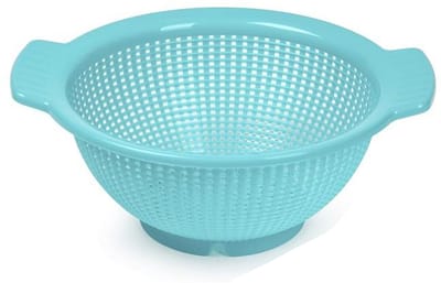 Plasticforte Keuken vergiet - zeef - kunststof - D23 x H10 cm - blauw - afgieten