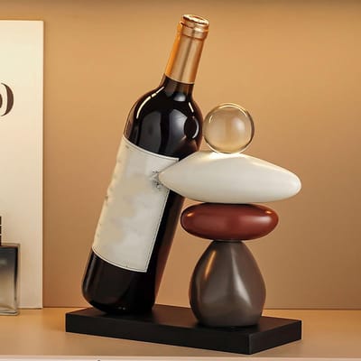Daity Een wijnrek van imitatiezandsteen - een modern wijnrek van kunsthars voor de woonkamer - geschikt voor thuisbars - als decoratie op de salontafel en als origineel cadeau.