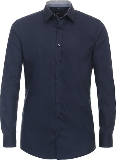 VENTI body fit overhemd - mouwlengte 72 cm - popeline - blauw - Strijkvriendelijk - Boordmaat: 39 (EU maat: M)