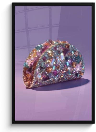 Poster in lijst - Fotolijst 60x90 cm - Posters - Edelstenen - Glitters - Paars - Kleurrijk - Posterlijst zwart - Decoratie - Wanddecoratie woonkamer - Muurdecoratie slaapkamer