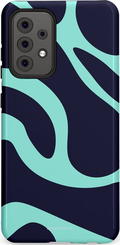 Casetastic Hoesje Geschikt voor Samsung A52 (4G/5G/s) - Stijlvolle Beschermende Duo-layer Case - Golvenritme Aqua-Marine