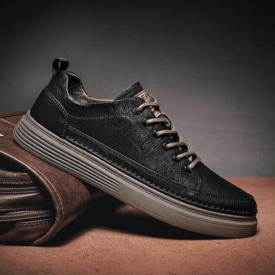 Herfst En Winter Nieuw Zwart Textuur Dagelijks Kleine Leren Schoenen Herenschoenen Lage Top Ademend Alles-Match Sport Casual Schoenen 44 zwartbruine kleur