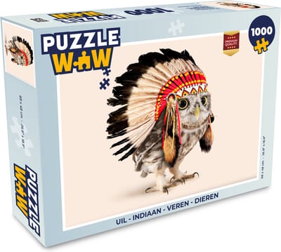 Puzzel Uil - Indiaan - Veren - Dieren - Legpuzzel - Puzzel 1000 stukjes volwassenen