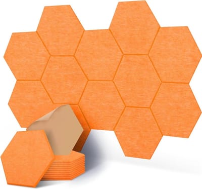 12 stuks zelfklevende akoestische platen - Polyester - Geluidsisolatie - 30 x 26 x 1 cm - Geluidsabsorberende tegels - Studio wand plafond deur