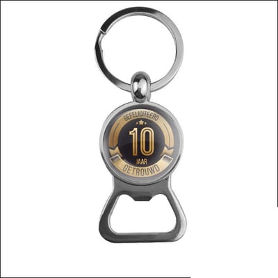 Bieropener Glas - Gefeliciteerd 10 Jaar Getrouwd