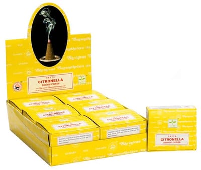 Satya - citronella - wierookkegels - muggen wierook - doos 12 stuks
