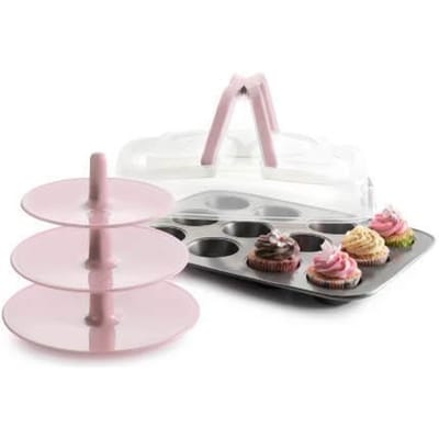 Muffinbakvorm - Ibili - 828000 - Rond - Metaal - Roze - 230 mm x 370 mm