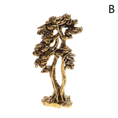 1 Stuk Messing Mini Welkom Dennenboom Beeldje Boom Miniatuur Landschap Kleine Bonsaiboom Beeldjes Decoraties Accessoires brown
