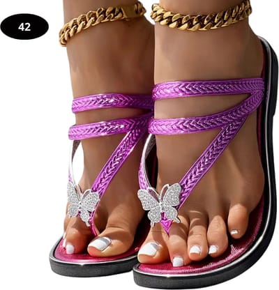 Livano Slippers Dames - Teenslippers - Flip Flops - Comfortabel - Zomer - Paars - Maat 42