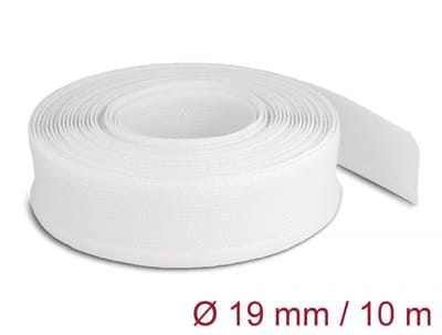 Delock Braided Sleeving with Hook-and-Loop Fastener 10 m x 19 mm white