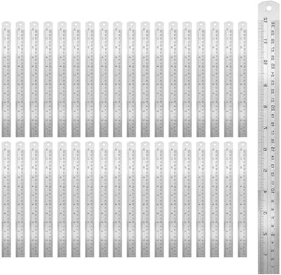 Dailygoods - 40 Stks 30cm Rvs Liniaal, 12 Inch Metalen Heerser voor Office Home Meten