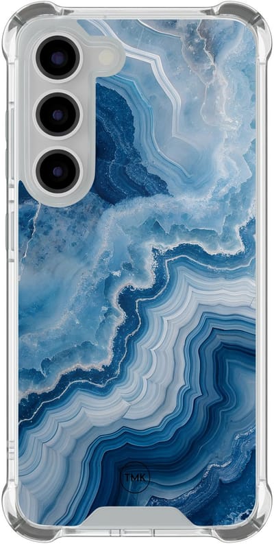 Shockproof hoesje geschikt voor Samsung Galaxy S23 - Skystone marble - Schokbestendig - Verhoogde randen - TPU case - Extra Sterke Back Cover - Marmer - Transparant, Blauw