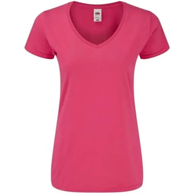 Dames-T-shirt met V-hals Fruit of the Loom Iconic 150