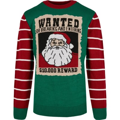 Urban Classics - Wanted Christmas Sweater/trui - S - Groen/Rood