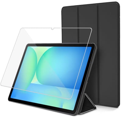 ChiGuard Hoesje & Screenprotector geschikt voor Samsung Galaxy Tab S10 FE / S10 Lite / S9 FE / S9 Hoesje – Gehard Glas - Shock Proof Hoesje – Smart Cover - Zwart