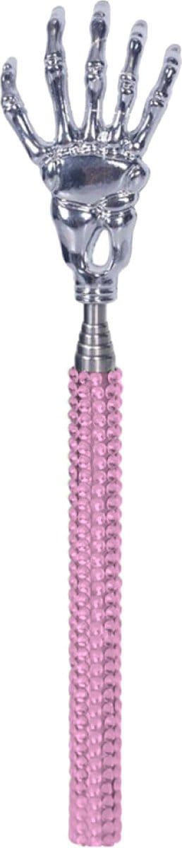 Concorde Rugkrabber - uitschuifbaar - roze - skelet handje - diamanten - massage krabber