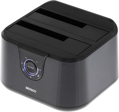 Deltaco MAP-GD35U3 - Docking Station - HDD/SSD - 2x 2,5 of 2x 3,5 Inch SATA - USB 3.0 - LED - Zwart