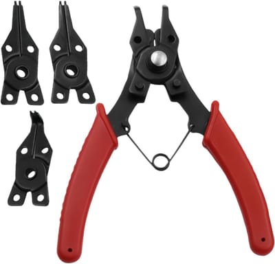 Circliptang 4-in-1 - Borgclip Tang - Motor Reparatie - Interne Externe Clips - 14x11x1.3cm - Rood