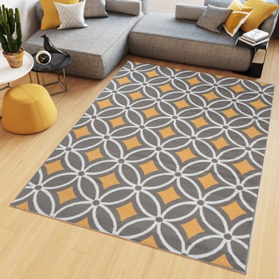 Tapiso Maya Vloerkleed Grijs Geel Gebloemd Tapijten Maat- 140x200