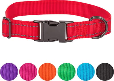Reflecterende hondenhalsband - Verstelbaar nylon met metalen sluiting voor alle hondentypes (rood, XS)