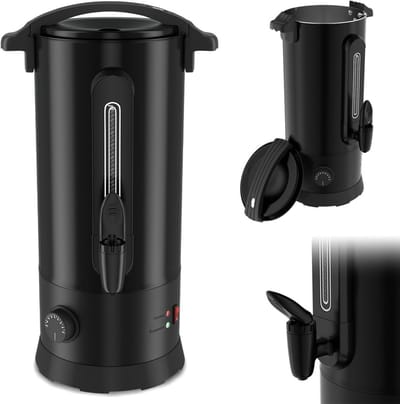 Warmwaterdispenser - Glühweinkoker - Dranken Warm Houden - Traploze Temperatuurregeling - 10 Liter - Zwart
