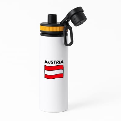 Hacebo® - Austria vlag waterfles met draaidop oranje - Oostenrijk - reizigers - toerist - verjaardagscadeau - souvenir - vakantie - water fles - 850ML