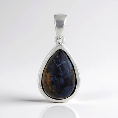 Cavill - Zilveren Hanger met 5,42 ct Namibische Pietersiet - 925 Sterling Zilver - Peervormig Cabochon - Moderne Druppelvorm - Luxe Sieraad