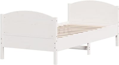 Bedframe met hoofdeinde - Houten bed - Slaapcomfort creëren - Massief grenenhout - 100x200 cm - Wit