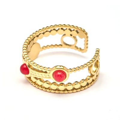 Luxenter Ring met 18-karaats geelgoud afwerking en rood kristal - Fatin