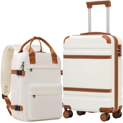 Dailygoods- Cabinekoffer 55x35x20 cm - Handbagage Koffer - Harde Koffer met Slot - 4 Dubbele Wielen - Set met Rugzak 20L - Perfect voor Ryanair - Handbagagekoffer