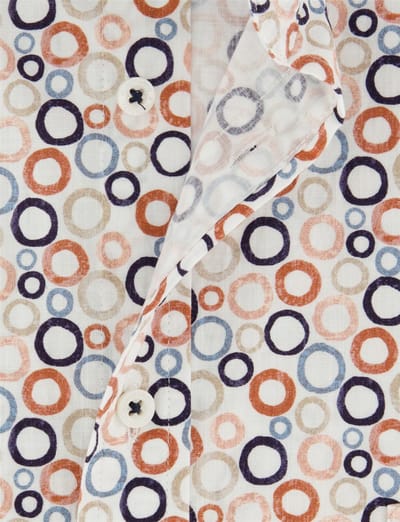 Oranje blauw geprint overhemd Giordano Regular Fit met rondjes