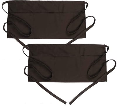 2-stuks tailleschort - Met 3 zakken - Waterdicht polyester materiaal - Oberschort - Unisex - Tailleschort - Lange riem - Geschikt voor thuiskeuken, restaurantober, barman, gastheer, chef-kok, bakker, ambachtsman - Bruin