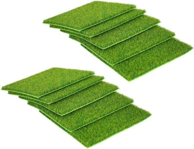 Kunstgras vierkanten - Nep grasmatten - Doe-het-zelf decoratie - Realistisch groen uiterlijk - 10 stuks 15cm - Groen