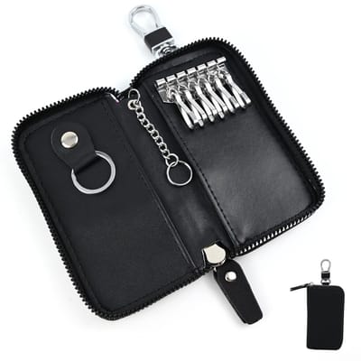 Dailygoods- Sleuteltas leer - Sleutelorganisator - Autosleutelhoes - Multifunctioneel sleuteletui - 6 haken/2 sleutelringen - Compact en robuust - Sleutelhanger