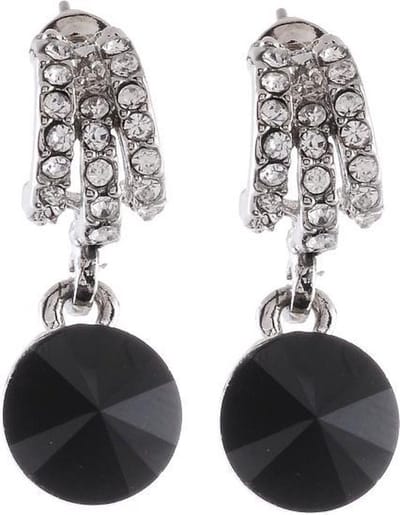 Behave - Zilverkleurige oorsteker met hanger en facet geslepen glasstenen - Fashion sieraden