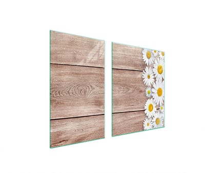 TMK ArtDeko - Snijplank en Beschermplaat - 100x52 cm - Glas - Houtdesign