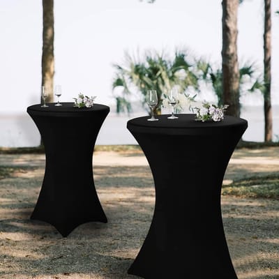 Candala Pack Cocktail Spandex Stretch 80cmx 110cm Vierkante Hoeken Tafelkleed Zwart Ingericht Hoge Tafel, Cocktail Ronde Tafelkleed Tafel Cover voor Bar Bruiloft Cocktail Party Banket Tafel (Zwart)