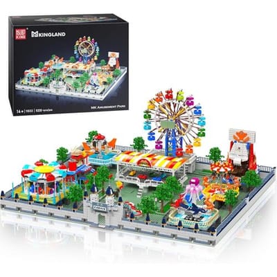 Mould King 11022 Modulair Mega Pretpark bouwset | Kermis architecture ideas modelbouw | Technische creator classic speelgoed bouwpakketten voor volwassenen & kinderen | Expert icons bouwdoos | Motor niet geschikt voor Lego technic | 1707 bouwstenen