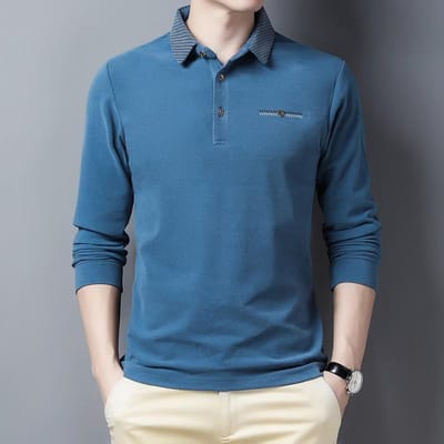 Herfst Nieuw T-shirt met Lange Mouwen Herenkleding voor Mannen van Middelbare en Oudere Leeftijd Casual Tops Koreaanse Stijl Revers Poloshirt Papa Kleding XXXL