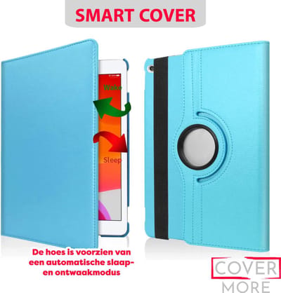 Draaibare Bookcase - Geschikt voor iPad Hoes 5e, 6e, Air 1e, Air 2e Generatie - 9.7 inch (2017/2018) - Licht Blauw