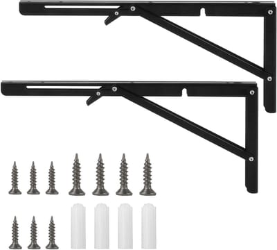 Set van 2 Opvouwbare Consoleplanken, Sterk en Duurzaam, Met Vergrendelbare Scharnieren, Ideaal voor Keuken, Kantoor en Wandplanken, 90° Vouwhoek en Stevige Draagcapaciteit