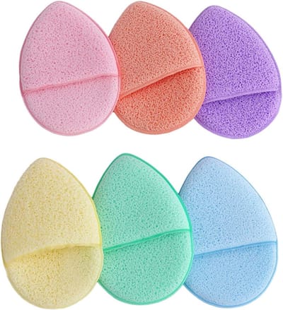 Set van 6 Herbruikbare Gezichtsponsjes in 6 Kleuren - Zachte Reinigingspads voor Gezichtsreiniging, Massage en Maskers, 10 x 6.5 cm