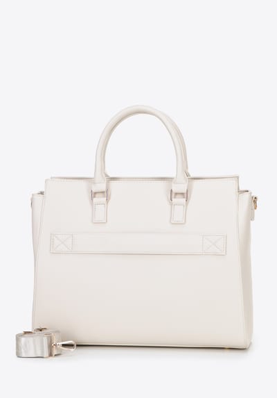 Wittchen Dames 17" Laptoptas in Imitatieleer Off-White Eco-Leer