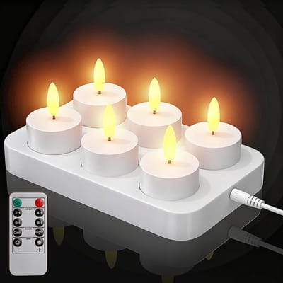Led theelichtjes - Oplaadbare kaarsen - Sfeer creëren - Met timer en afstandsbediening - 6 stuks - Wit