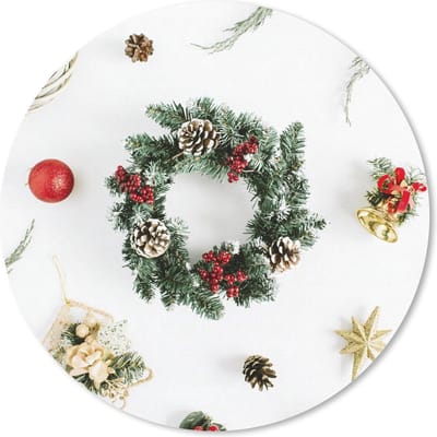 Muismat rond 20x20 cm - Mousepad Winter - Kerst - Krans - Ronde muismatten - Kerst - Cadeau - Kerstcadeau voor mannen en voor vrouwen